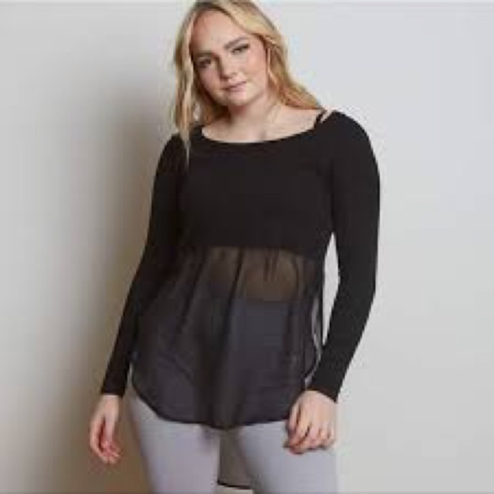 BEBE high low semi half sheer black sweater